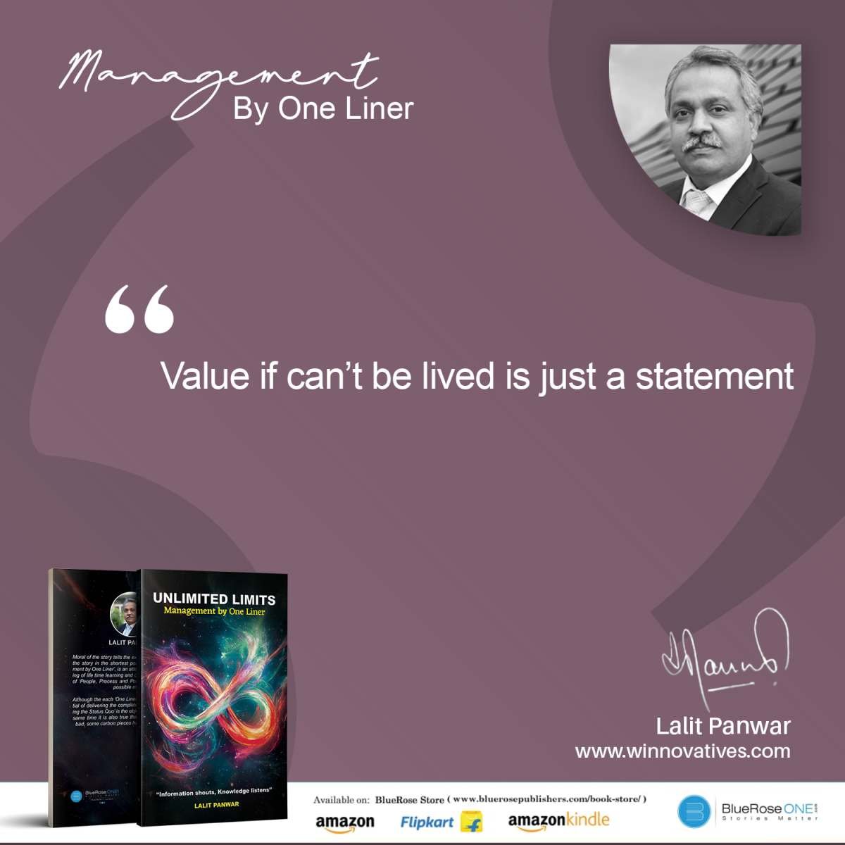 Value if can’t be lived is just a statement